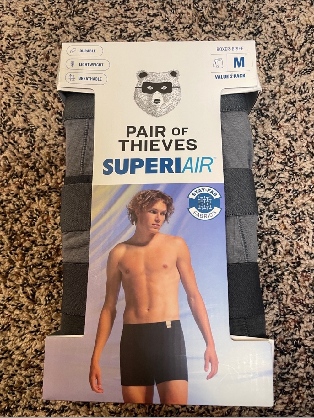 Men's Boxer Briefs - Gray (M) - Value 3 Pack Pair Of Thieves NWT